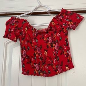 Floral Cropped Off the Shoulder